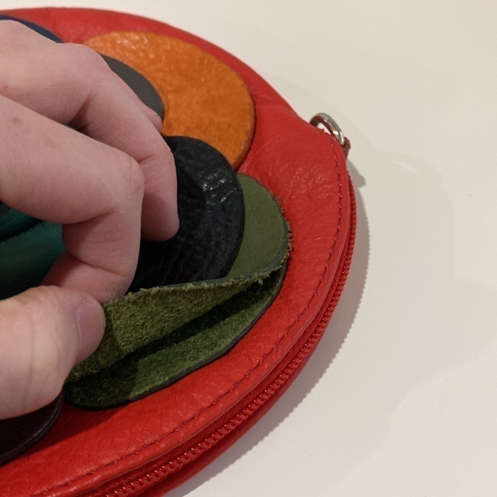Vintage Genuine Italian Leather Rosette Purse - Picture 13 of 14